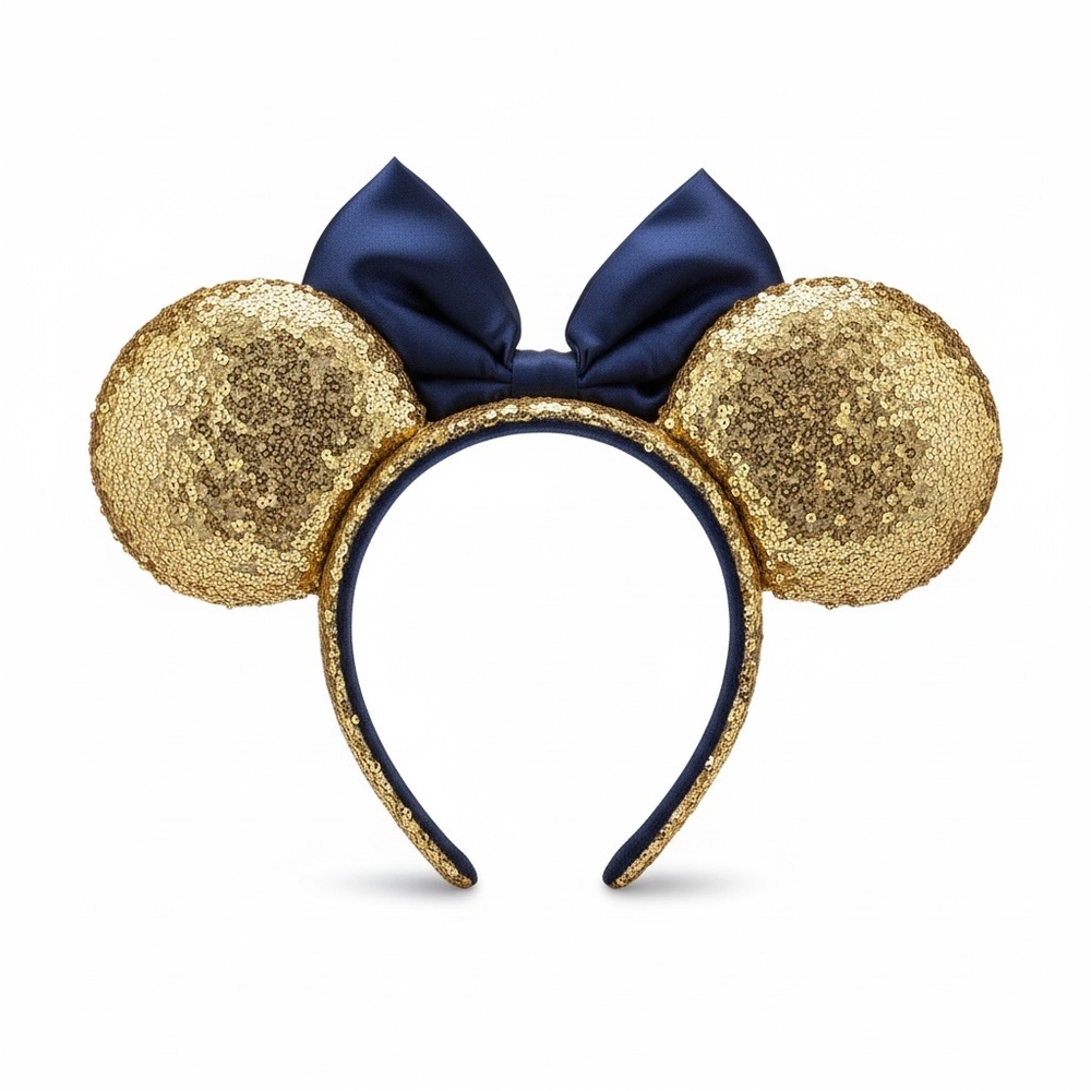 Disney Parks Gold  & Blue Sequin Mouse Ears Headband -NWT